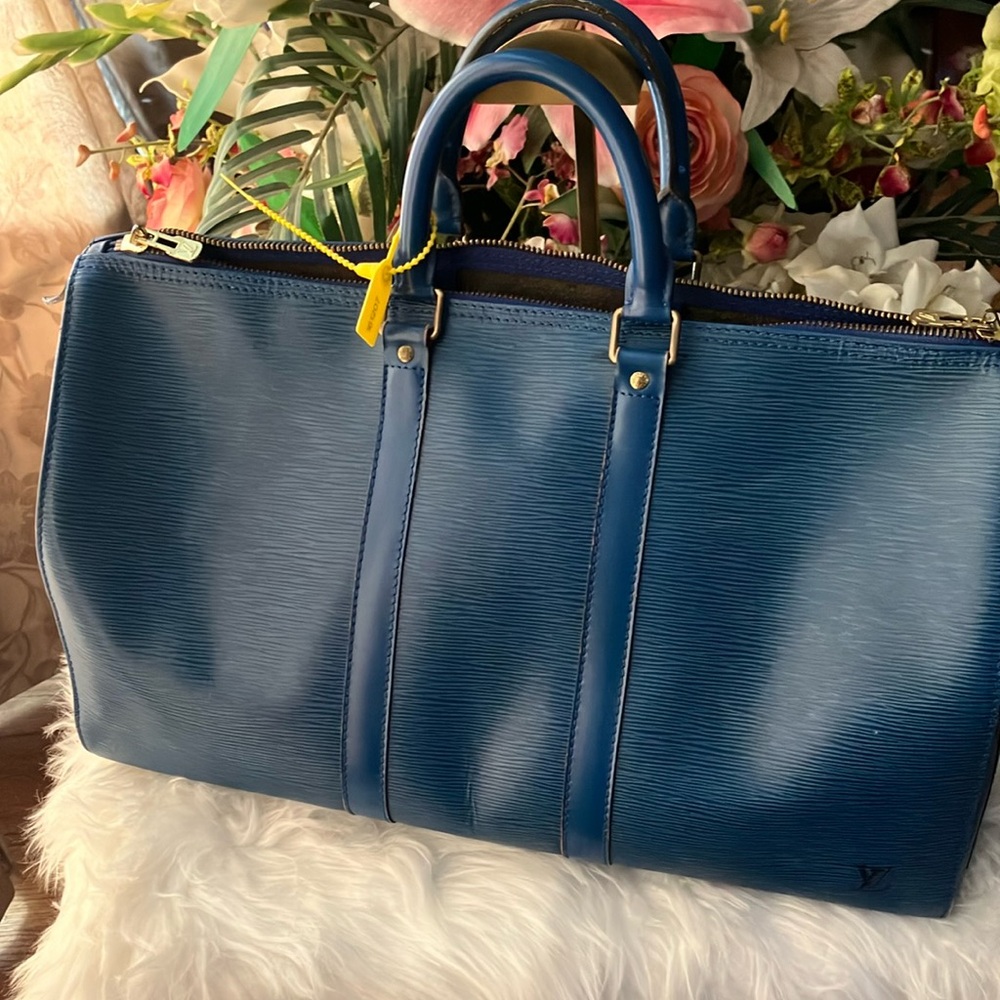 Louis Vuitton LV blue Epi keep all